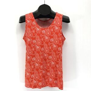 Alpine Design Floral Print Tank Top Women's Large Orange Stretch Knit Summer